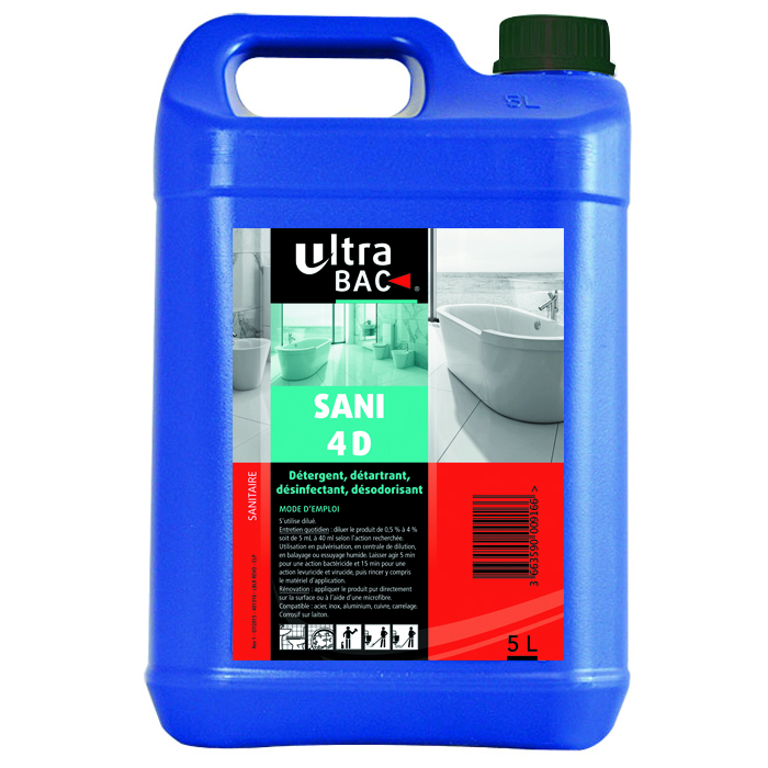 ULTRABAC SANI 4D -NETTOYANT DESINFECTANT DETARTRANT DESODORISANT