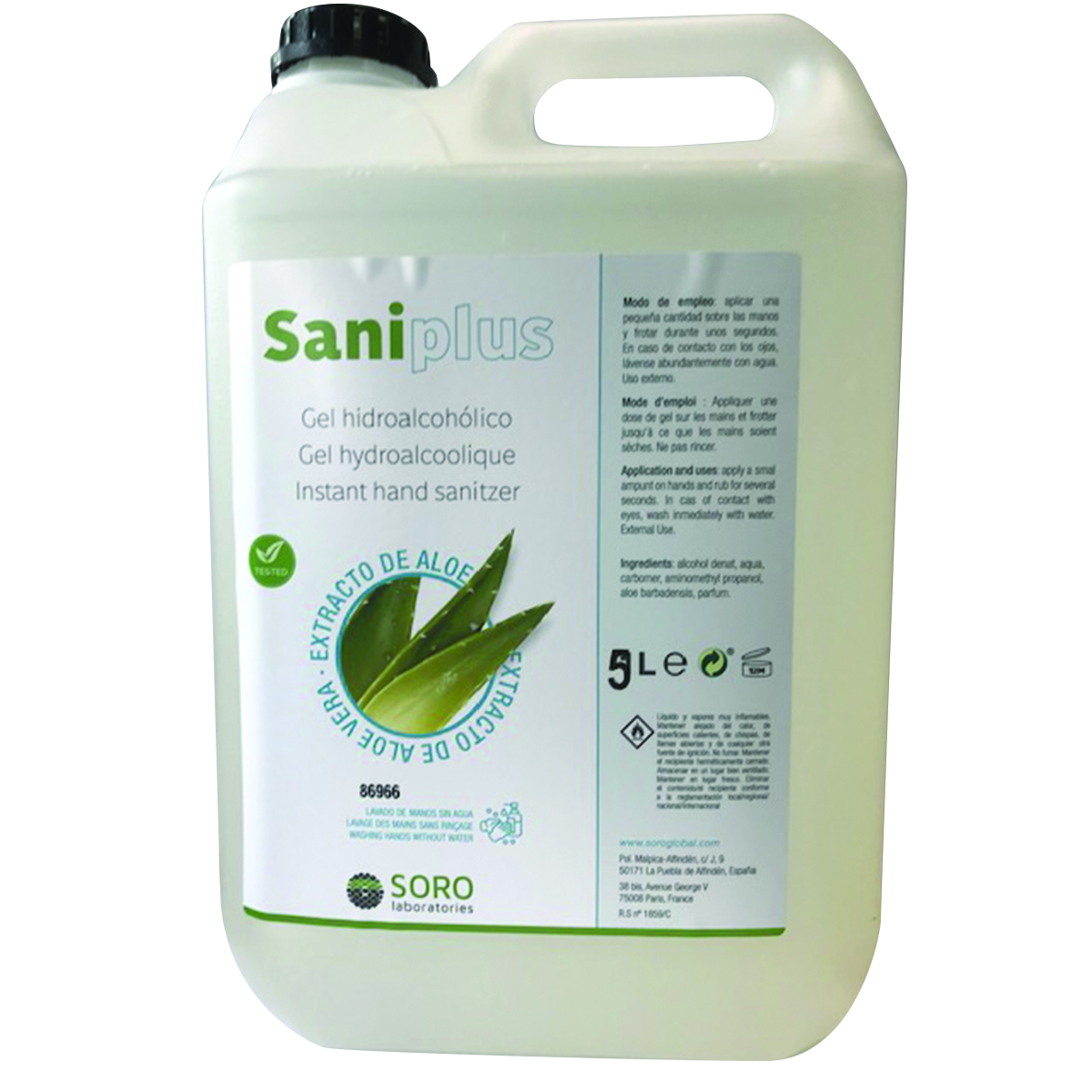 Gel hydroalcoolique Saniplus - 5L